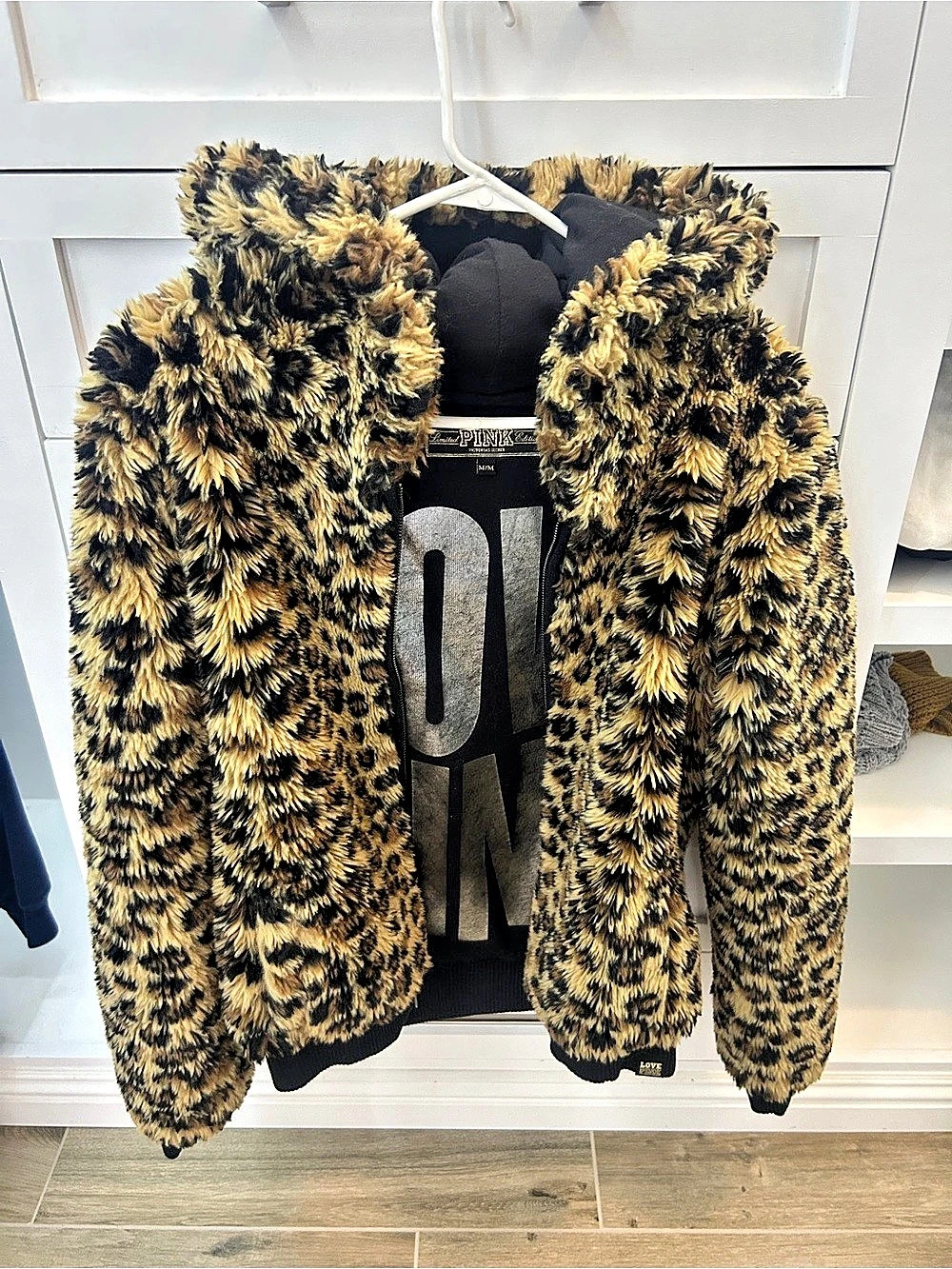 Love Pink Leopard Print Hooded Jacket Medium from fashion show limited